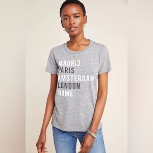 SOL ANGELES ANTHROPOLOGIE Women's Gray Cities Short Sleeve Tee Shirt Travel